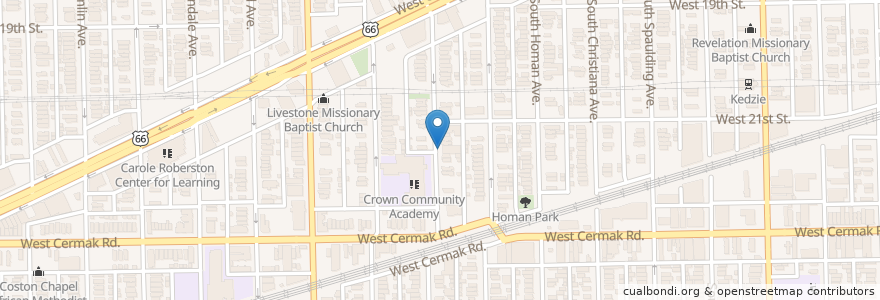 Mapa de ubicacion de Westlawn Gospel Chapel en 미국, 일리노이, 시카고.