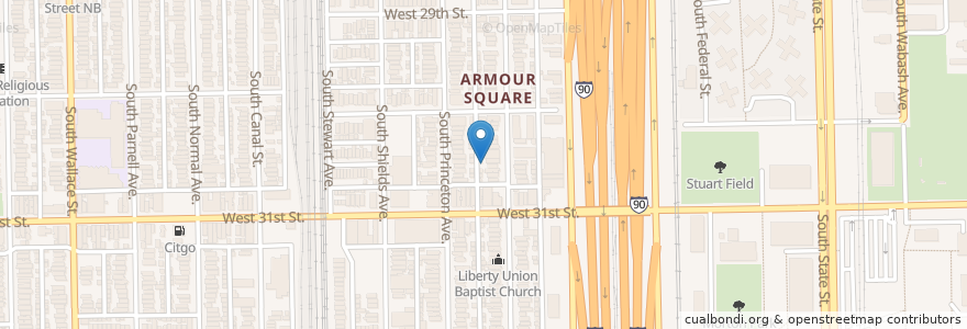Mapa de ubicacion de Santa Maria Roman Catholic Church en 미국, 일리노이, 시카고.