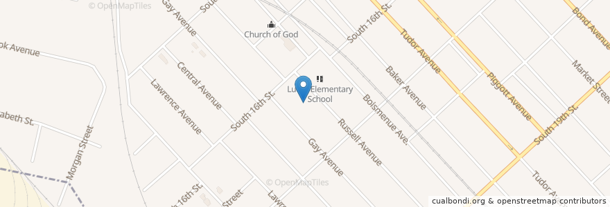 Mapa de ubicacion de Lucas Elementary School (closed) en Estados Unidos De América, Illinois, East Saint Louis.