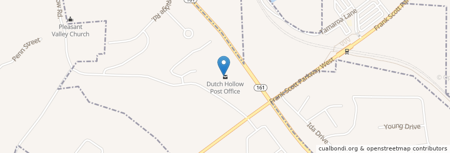 Mapa de ubicacion de Dutch Hollow Post Office en الولايات المتّحدة الأمريكيّة, إلينوي, Belleville.