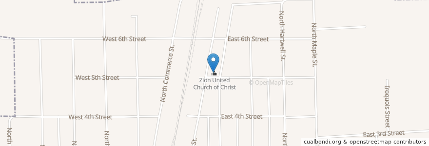 Mapa de ubicacion de Zion United Church of Christ en Соединённые Штаты Америки, Иллинойс, Iroquois County, Gilman.