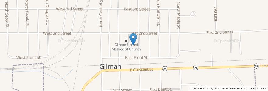 Mapa de ubicacion de Saint Paul Lutheran Church en United States, Illinois, Iroquois County, Gilman.