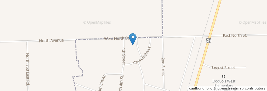 Mapa de ubicacion de Danforth Reformed Church en アメリカ合衆国, イリノイ州, Iroquois County, Danforth.