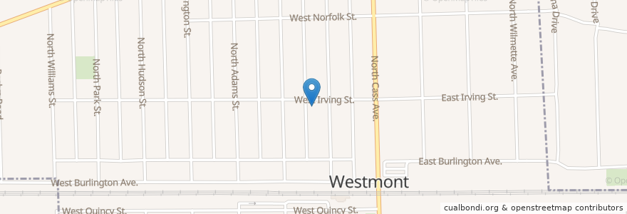 Mapa de ubicacion de First United Methodist Church en United States, Illinois, Dupage County, Westmont.