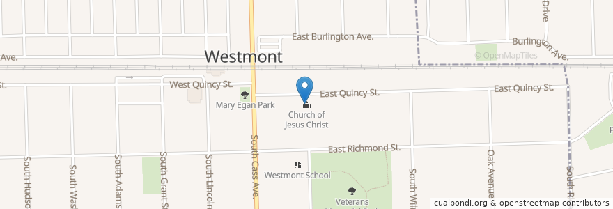 Mapa de ubicacion de Church of Jesus Christ en ایالات متحده آمریکا, ایلینوی, Dupage County, Westmont.