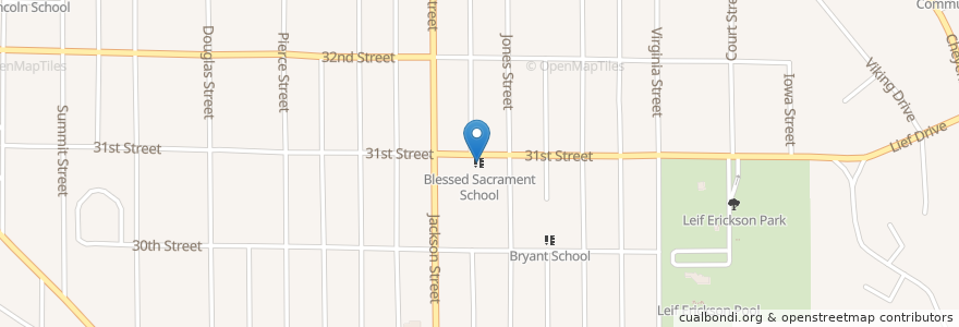 Mapa de ubicacion de Blessed Sacrament School en アメリカ合衆国, アイオワ州, Woodbury County, Sioux City.