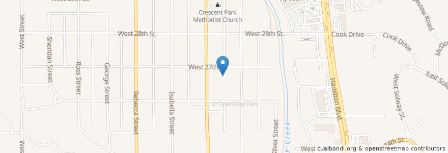 Mapa de ubicacion de Crescent Park School en Соединённые Штаты Америки, Айова, Woodbury County, Sioux City.