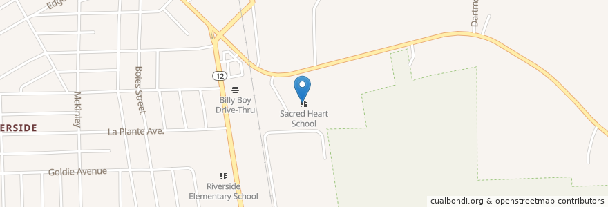 Mapa de ubicacion de Sacred Heart School en 미국, 아이오와, Woodbury County, Sioux City.
