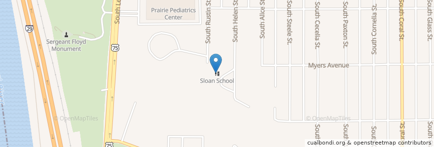 Mapa de ubicacion de Sloan School en United States, Iowa, Woodbury County, Sioux City.