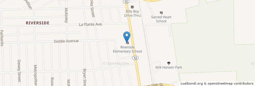 Mapa de ubicacion de Riverside Elementary School en Соединённые Штаты Америки, Айова, Woodbury County, Sioux City.