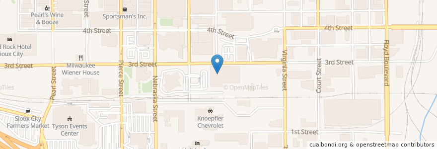 Mapa de ubicacion de Sioux City Post Office en 美利坚合众国/美利堅合眾國, 艾奥瓦州, Woodbury County, Sioux City.