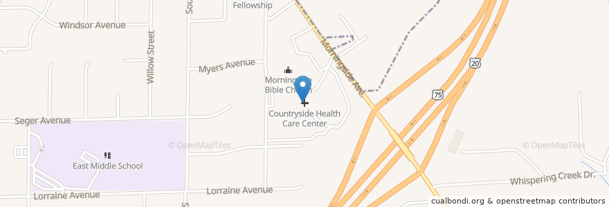 Mapa de ubicacion de Countryside Health Care Center en Amerika Syarikat, Iowa, Woodbury County, Sioux City.