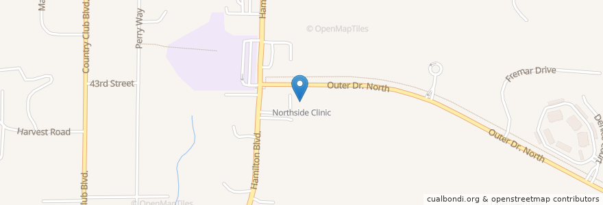 Mapa de ubicacion de Northside Clinic en Estados Unidos Da América, Iowa, Woodbury County, Sioux City.