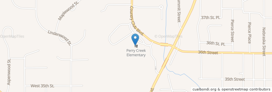 Mapa de ubicacion de Perry Creek Elementary en Estados Unidos De América, Iowa, Woodbury County, Sioux City.