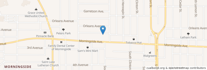 Mapa de ubicacion de Morningside Presbyterian Church en United States, Iowa, Woodbury County, Sioux City.