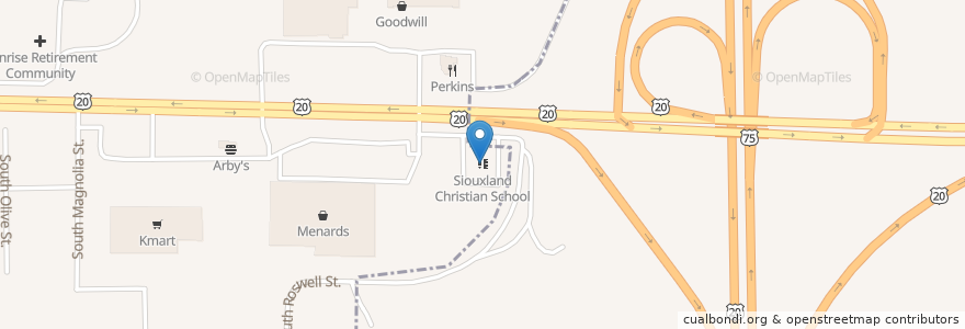 Mapa de ubicacion de Siouxland Christian School en 미국, 아이오와, Woodbury County, Sioux City.