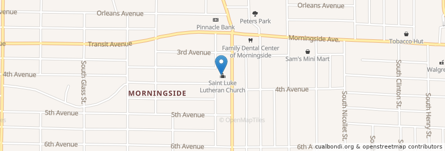 Mapa de ubicacion de Saint Luke Lutheran Church en Estados Unidos Da América, Iowa, Woodbury County, Sioux City.