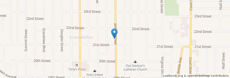 Mapa de ubicacion de First Christian Church en 미국, 아이오와, Woodbury County, Sioux City.