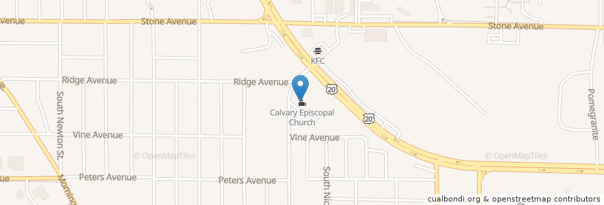 Mapa de ubicacion de Calvary Episcopal Church en Estados Unidos Da América, Iowa, Woodbury County, Sioux City.