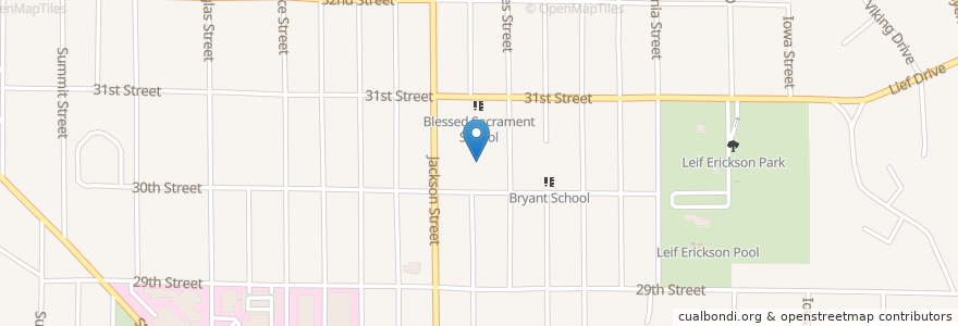 Mapa de ubicacion de Blessed Sacrament Church en Amerika Syarikat, Iowa, Woodbury County, Sioux City.