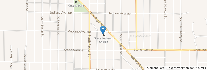 Mapa de ubicacion de Grace Lutheran Church en Amerika Syarikat, Iowa, Woodbury County, Sioux City.