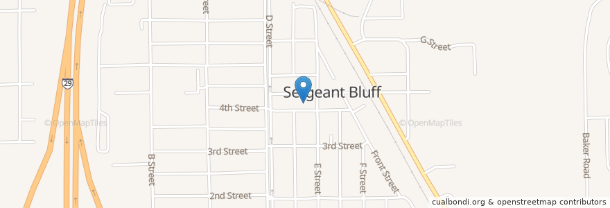 Mapa de ubicacion de Sergeant Bluff Post Office en Stati Uniti D'America, Iowa, Woodbury County, Sergeant Bluff.