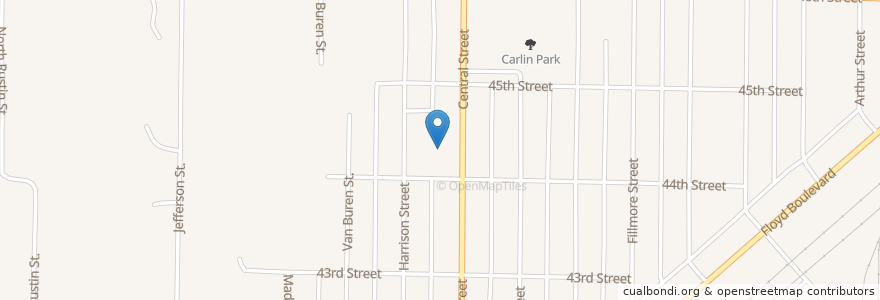 Mapa de ubicacion de Hawthorne Elementary School en الولايات المتّحدة الأمريكيّة, آيوا, Woodbury County, Sioux City.