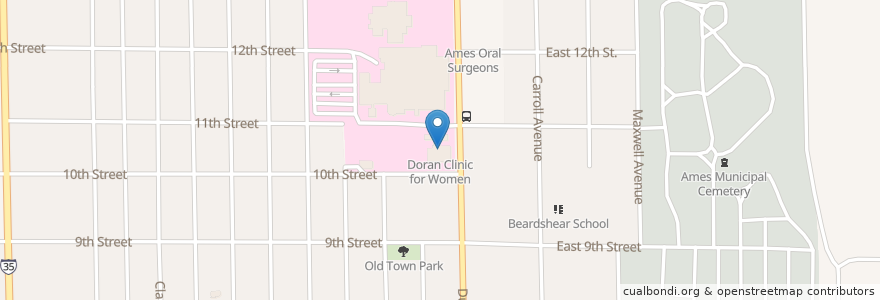 Mapa de ubicacion de Doran Clinic for Women en Amerika Birleşik Devletleri, Iowa, Story County, Ames.