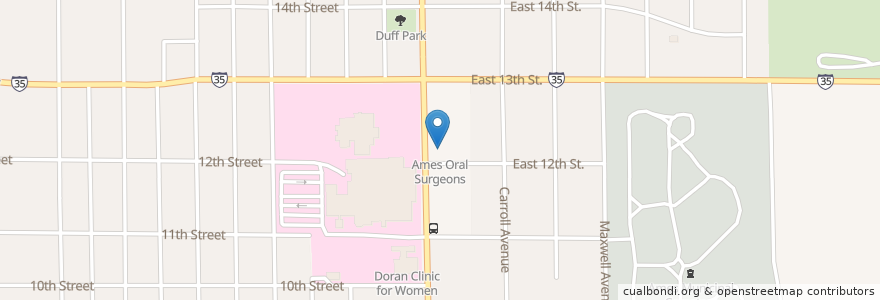 Mapa de ubicacion de Ames Oral Surgeons en United States, Iowa, Story County, Ames.