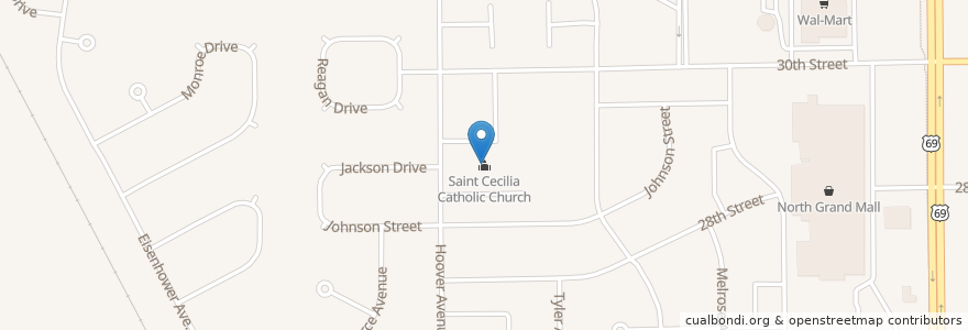 Mapa de ubicacion de Saint Cecilia Catholic Church en United States, Iowa, Story County, Ames.