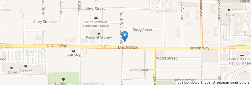 Mapa de ubicacion de Community of Christ Church en Estados Unidos Da América, Iowa, Story County, Ames.