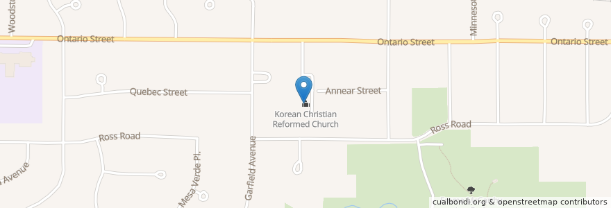 Mapa de ubicacion de Korean Christian Reformed Church en Stati Uniti D'America, Iowa, Story County, Ames.