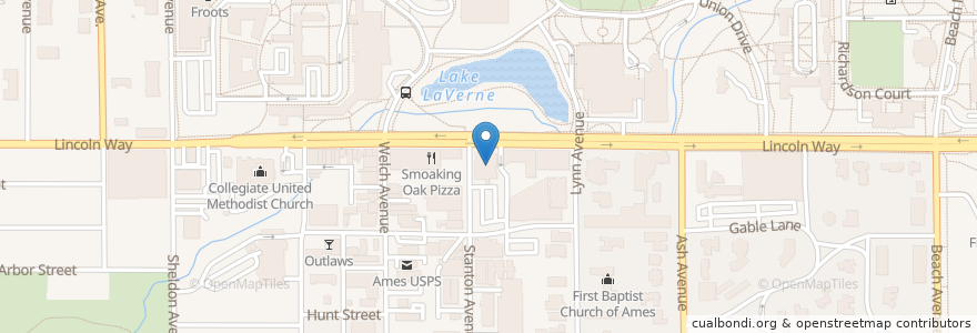 Mapa de ubicacion de Saint Johns by the Campus Church en United States, Iowa, Story County, Ames.