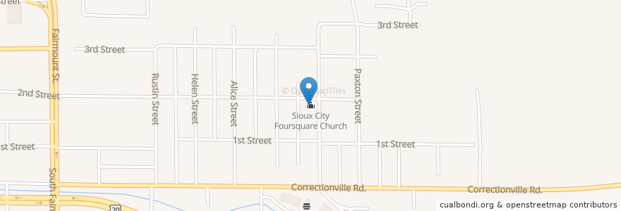 Mapa de ubicacion de Sioux City Foursquare Church en Estados Unidos Da América, Iowa, Woodbury County, Sioux City.