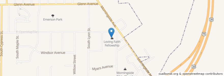 Mapa de ubicacion de Loving Faith Fellowship en Verenigde Staten, Iowa, Woodbury County, Sioux City.