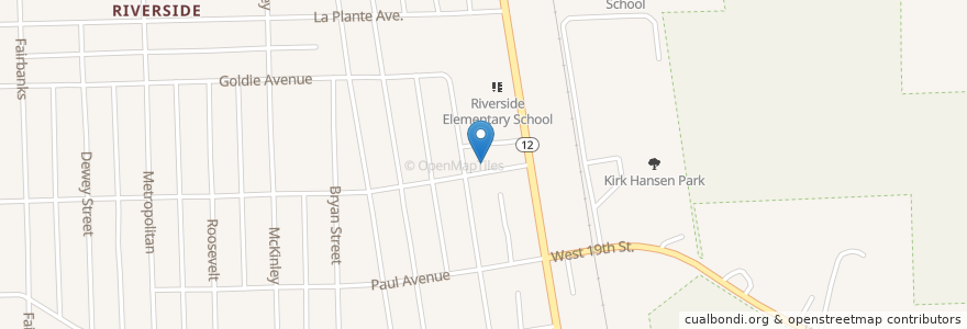 Mapa de ubicacion de Riverside United Methodist Church en アメリカ合衆国, アイオワ州, Woodbury County, Sioux City.