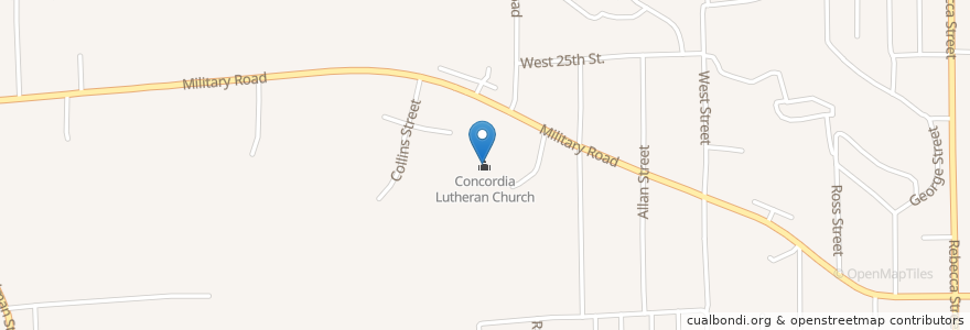 Mapa de ubicacion de Concordia Lutheran Church en United States, Iowa, Woodbury County, Sioux City.