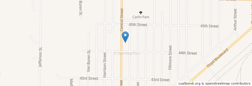 Mapa de ubicacion de Calvary Lutheran Church en الولايات المتّحدة الأمريكيّة, آيوا, Woodbury County, Sioux City.