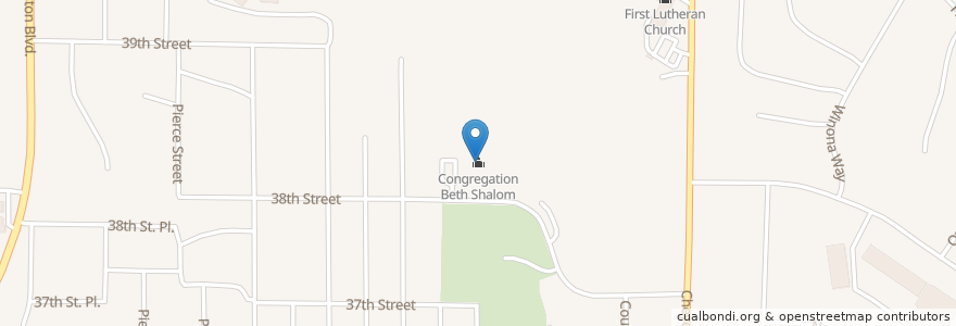 Mapa de ubicacion de Congregation Beth Shalom en United States, Iowa, Woodbury County, Sioux City.