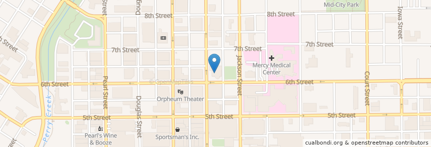 Mapa de ubicacion de First Presbyterian Church en Amerika Syarikat, Iowa, Woodbury County, Sioux City.