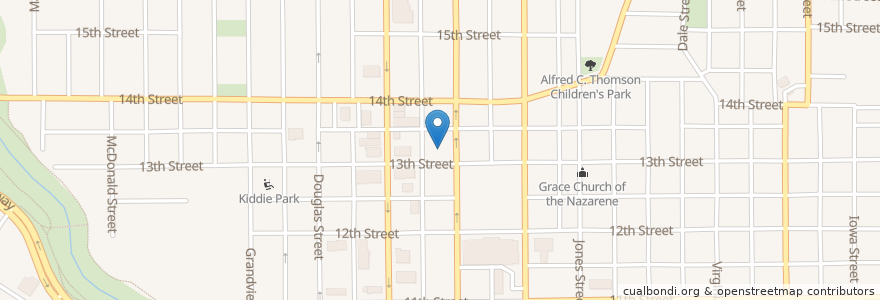 Mapa de ubicacion de Sioux City Baptist Church en Estados Unidos De América, Iowa, Woodbury County, Sioux City.