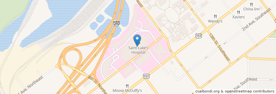 Mapa de ubicacion de Saint Lukes Surgery Center en アメリカ合衆国, アイオワ州, Linn County, Cedar Rapids.