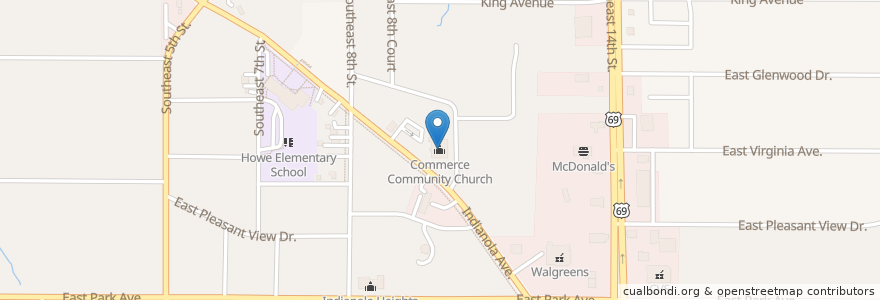 Mapa de ubicacion de Commerce Community Church en Stati Uniti D'America, Iowa, Polk County, Des Moines.