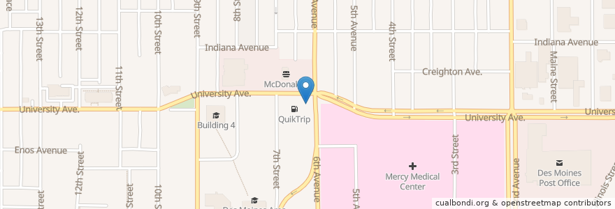 Mapa de ubicacion de Truth Seekers Bible Temple en アメリカ合衆国, アイオワ州, Polk County, Des Moines.