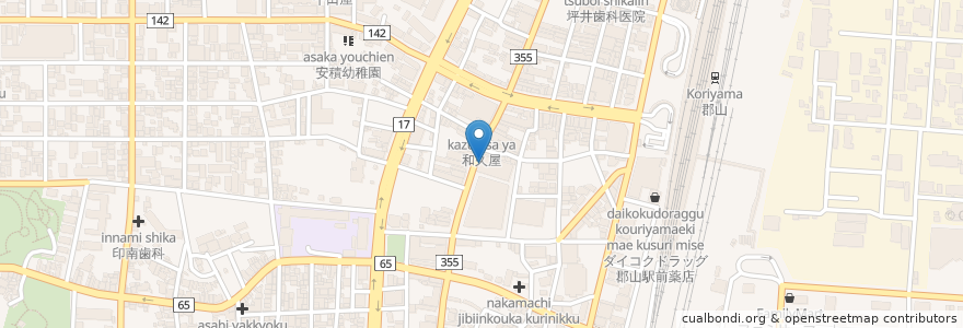 Mapa de ubicacion de カプリチョーザ 郡山中町店 en 日本, 福島県, 郡山市.