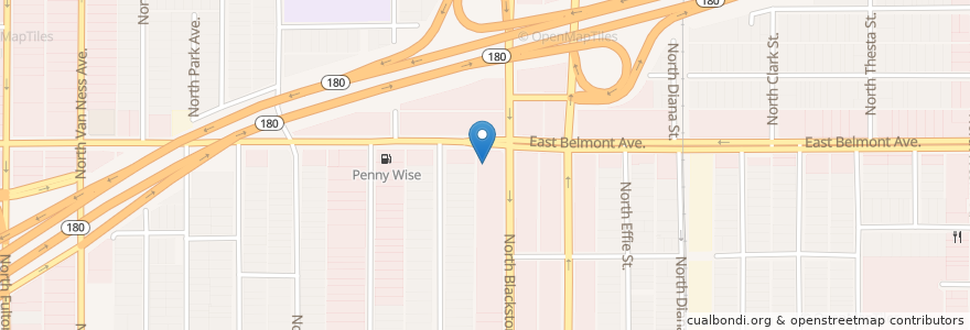 Mapa de ubicacion de Lola's en Verenigde Staten, Californië, Fresno County, Fresno.