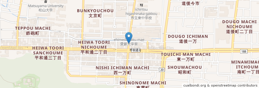 Mapa de ubicacion de 自動販売機　ダイドー en Japón, Prefectura De Ehime, 松山市.
