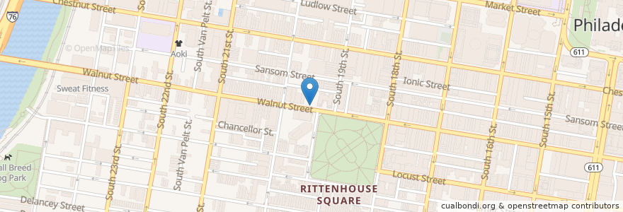 Mapa de ubicacion de Rittenhouse Square en Estados Unidos De América, Pensilvania, Philadelphia County, Philadelphia.