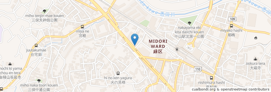 Mapa de ubicacion de 田口メディカルクリニック en Japonya, 神奈川県, 横浜市, 緑区.