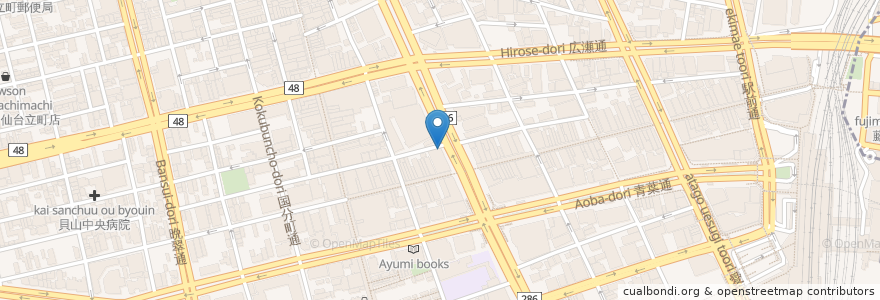 Mapa de ubicacion de 上島珈琲 en Japonya, 宮城県, 仙台市, 青葉区.